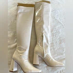 Sam Edelman tall thigh high patent leather boot. Size 7.5 off white.